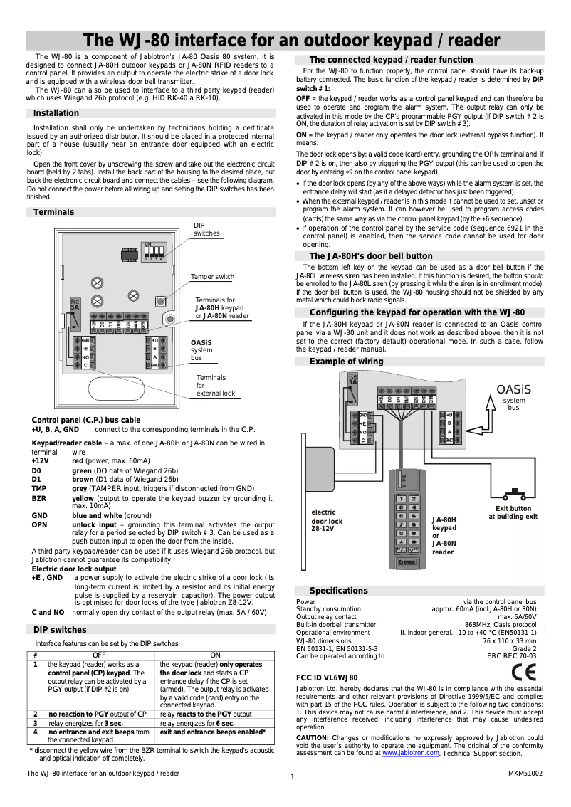 Page 1 de la notice Manuel utilisateur Joblotron WJ-80