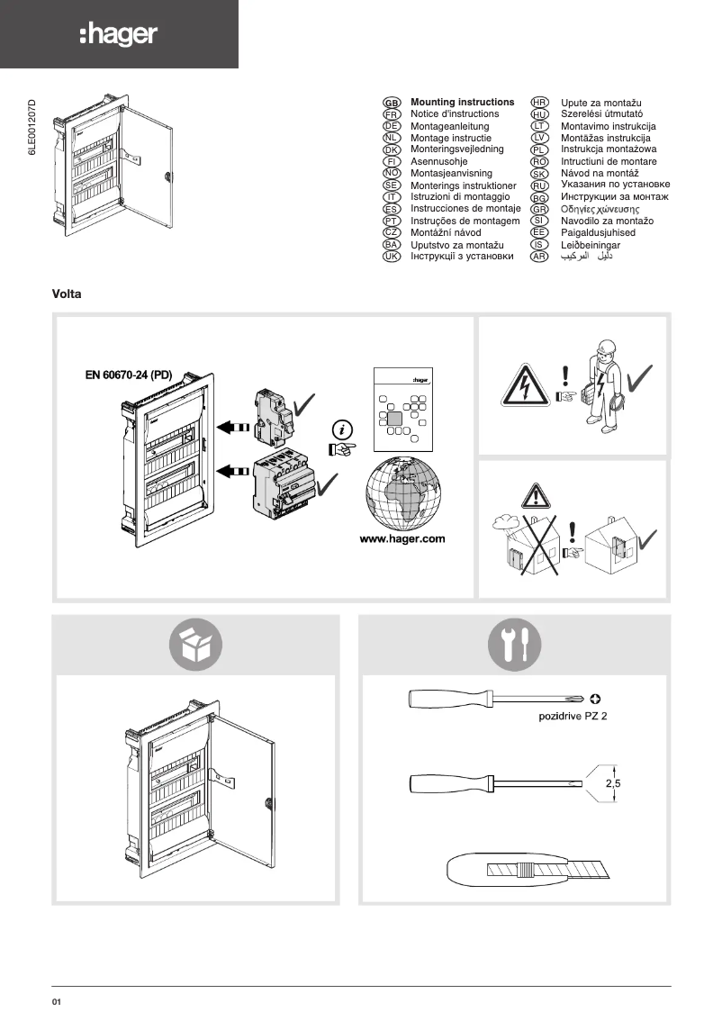 Page 1 de la notice Manuel utilisateur Hager VU60NC