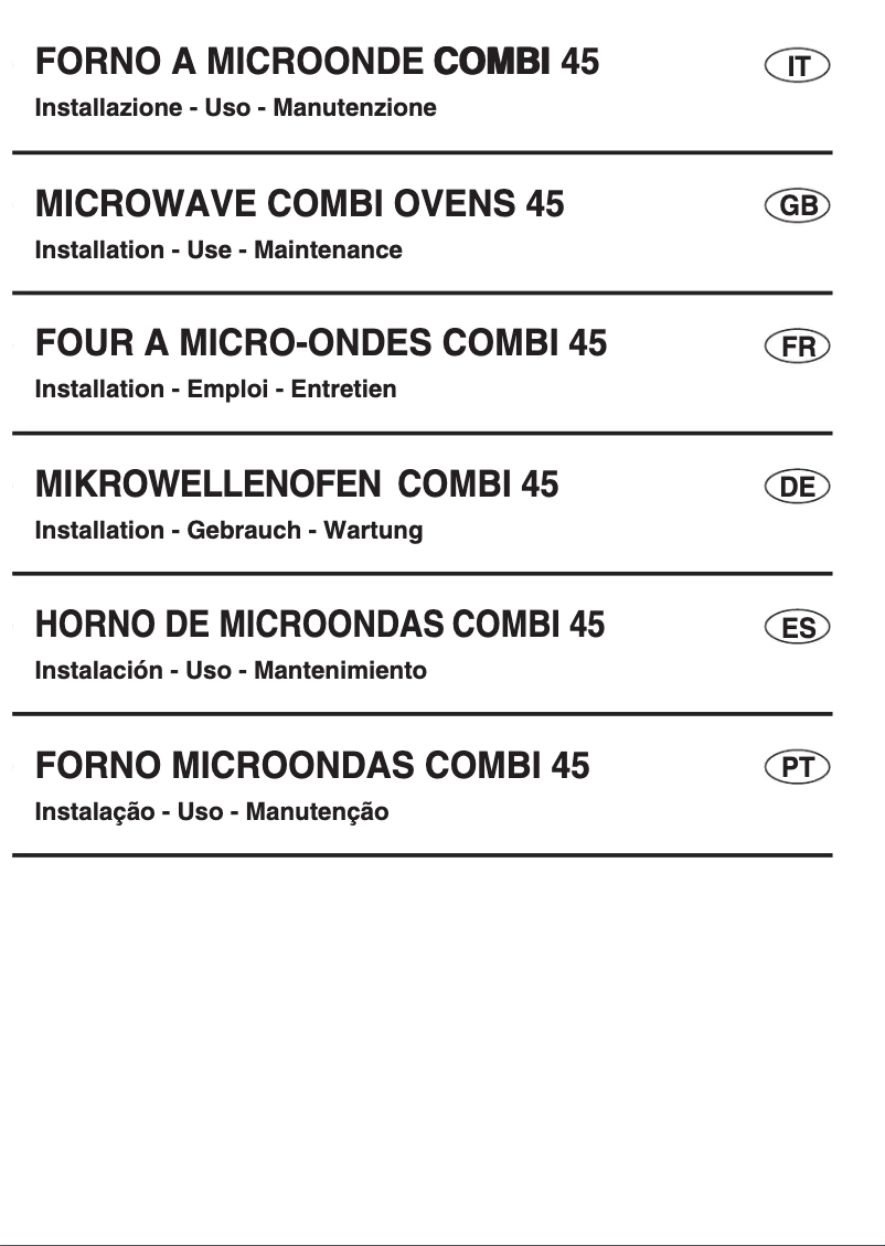 Page 1 de la notice Manuel utilisateur Ilve Combi 45 ILCM45X