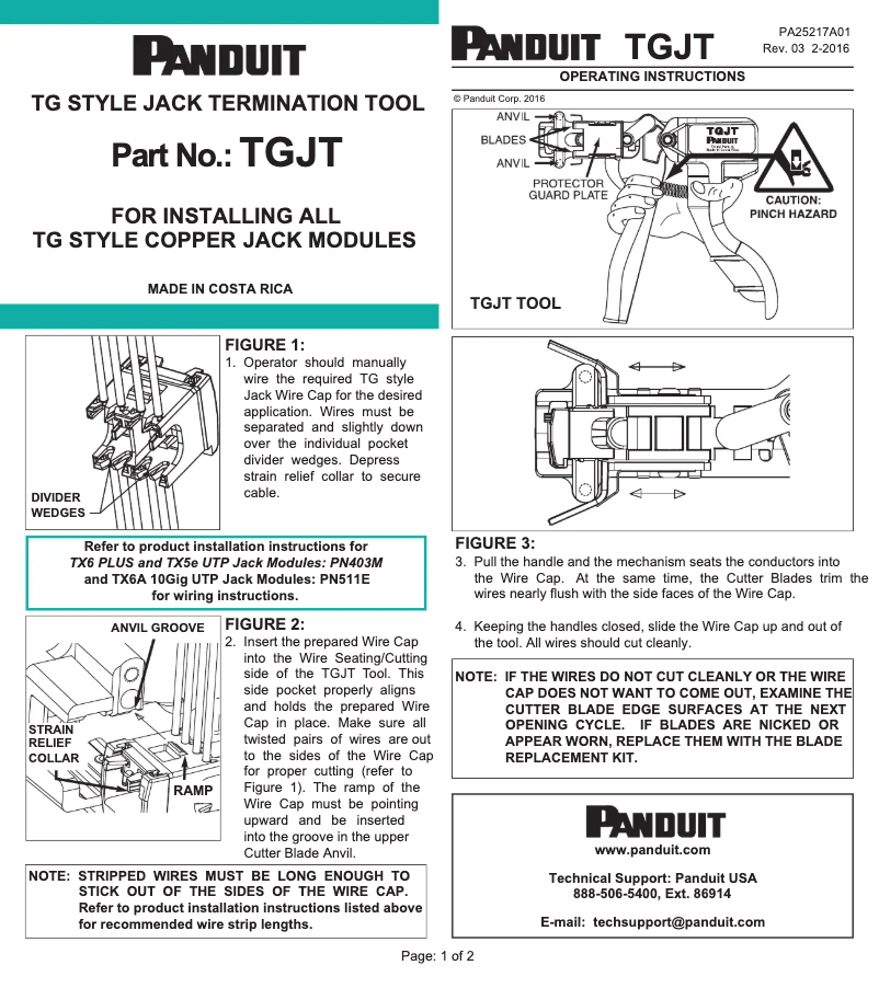 Página 1 del manual Manual de usuario Panduit TGJT