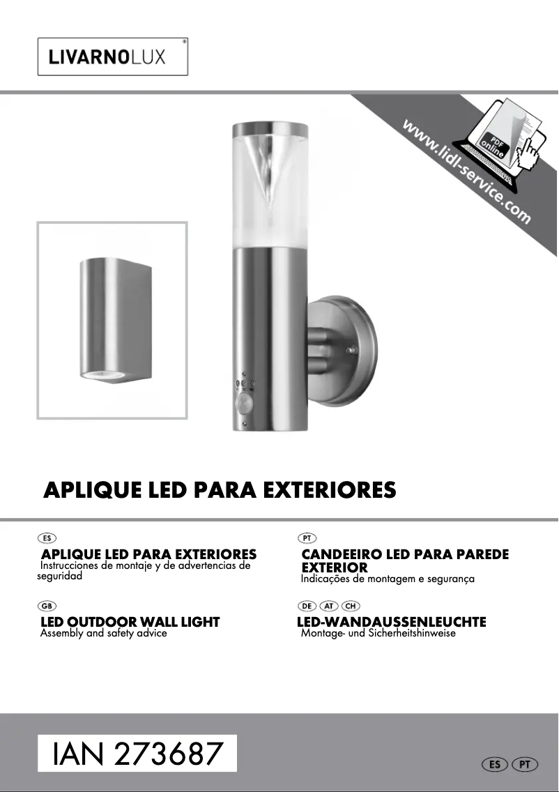 Page 1 de la notice Manuel utilisateur Livarno Lux IAN 273687