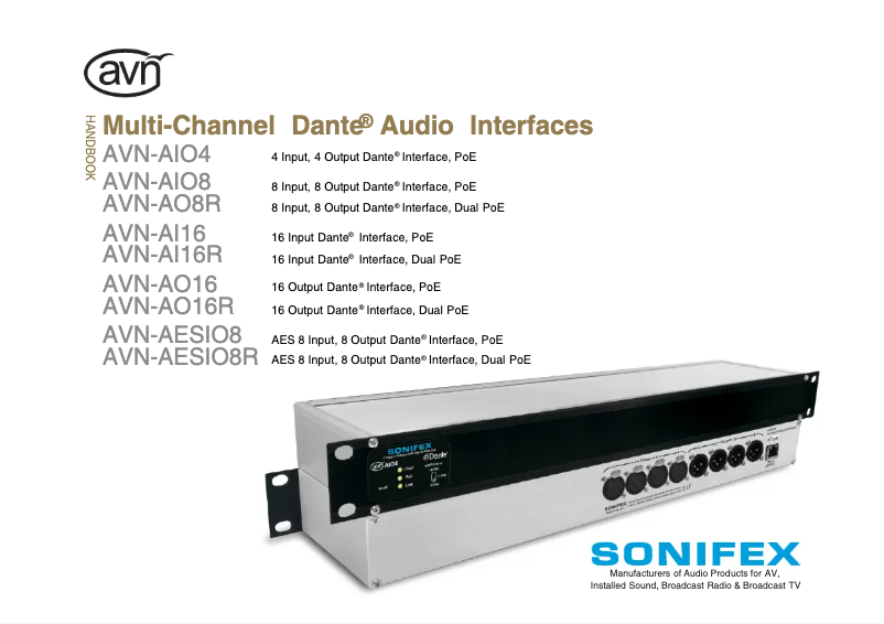 Page n°1 - Manuel utilisateur Sonifex AVN-AESIO8R