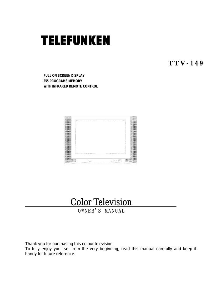 Page n°1 - Manuel utilisateur Telefunken TTV-149