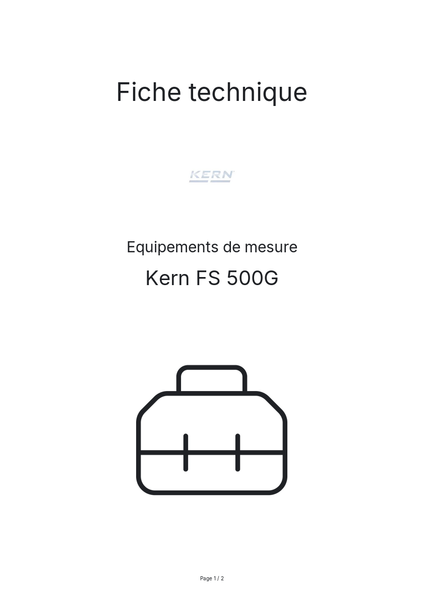 Page n°1 - Fiche technique Kern FS 500G
