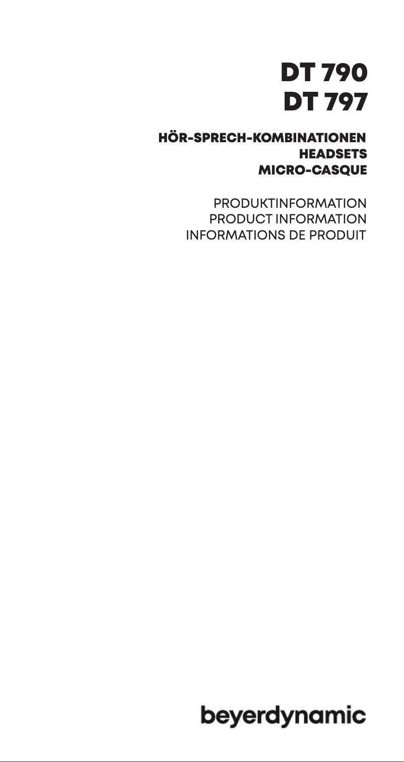 Page n°1 - Manuel utilisateur Beyerdynamic DT 797 PV