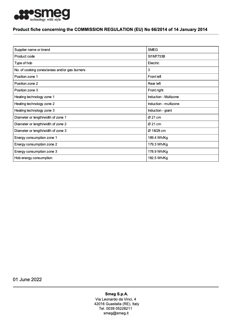 Page 1 de la notice Brochure Smeg SI1M7733B