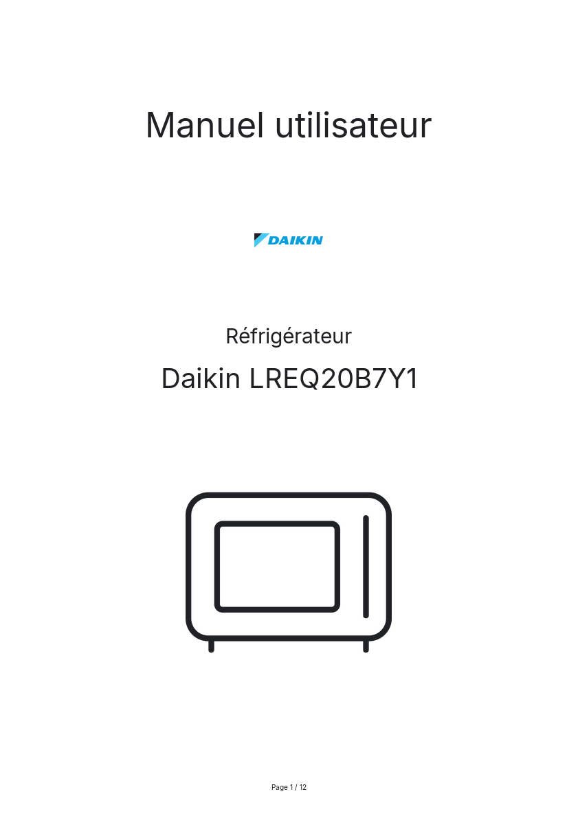Image de la première page du manuel de l'appareil LREQ20B7Y1