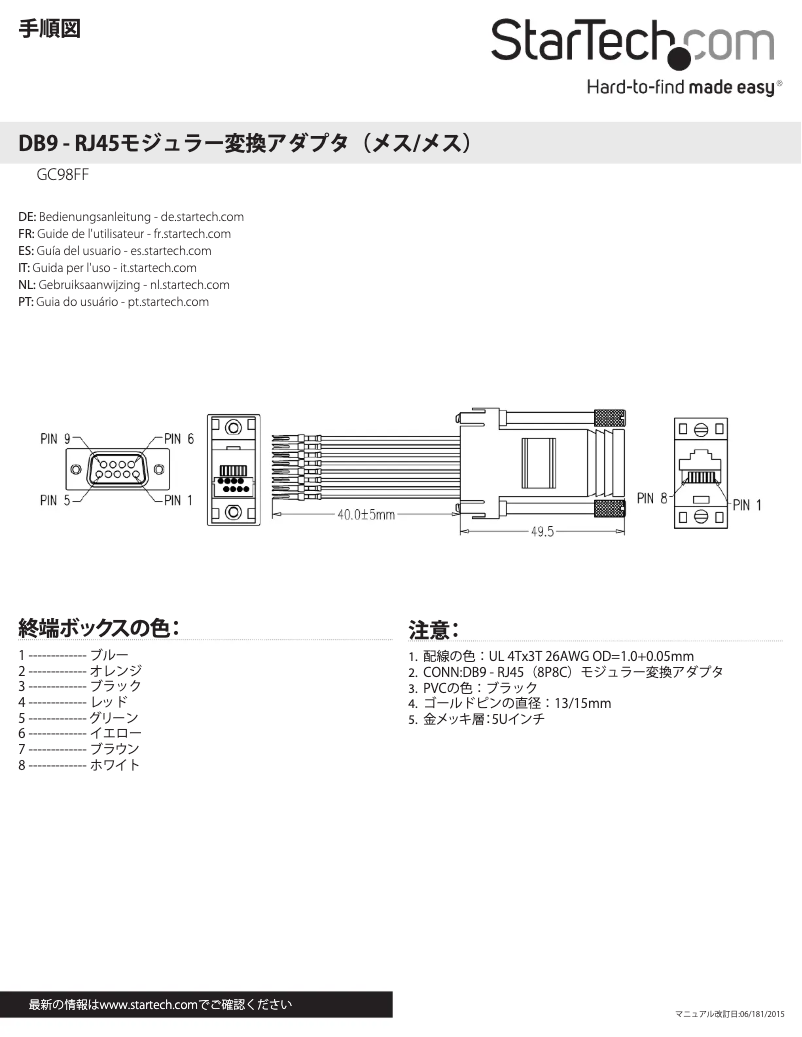 Page n°1 - Manuel utilisateur StarTech.com GC98FF