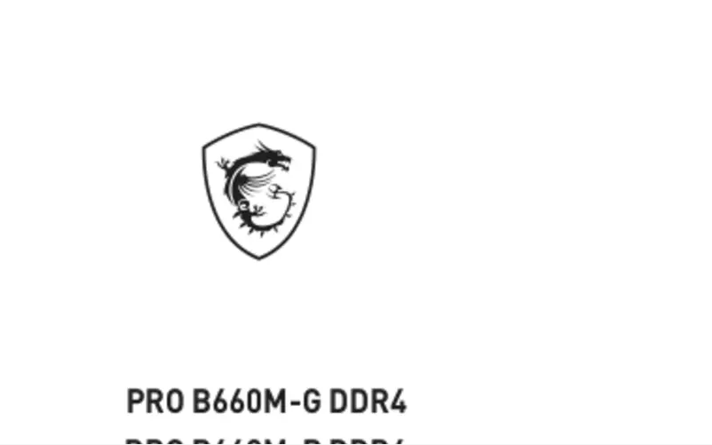 Page 1 de la notice Manuel utilisateur MSI PRO B660M-G DDR4