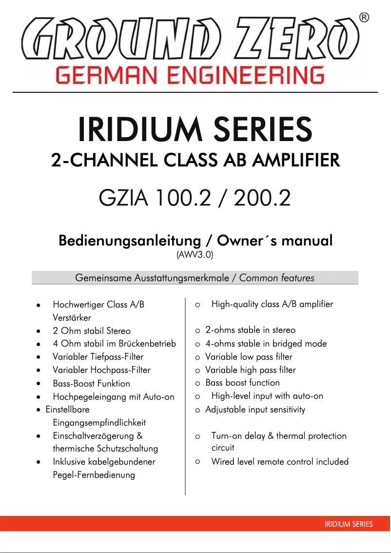 Imagen de la primera página del manual del dispositivo GZIA 100.2