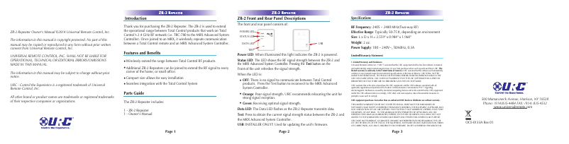 Image de la première page du manuel de l'appareil ZR-2