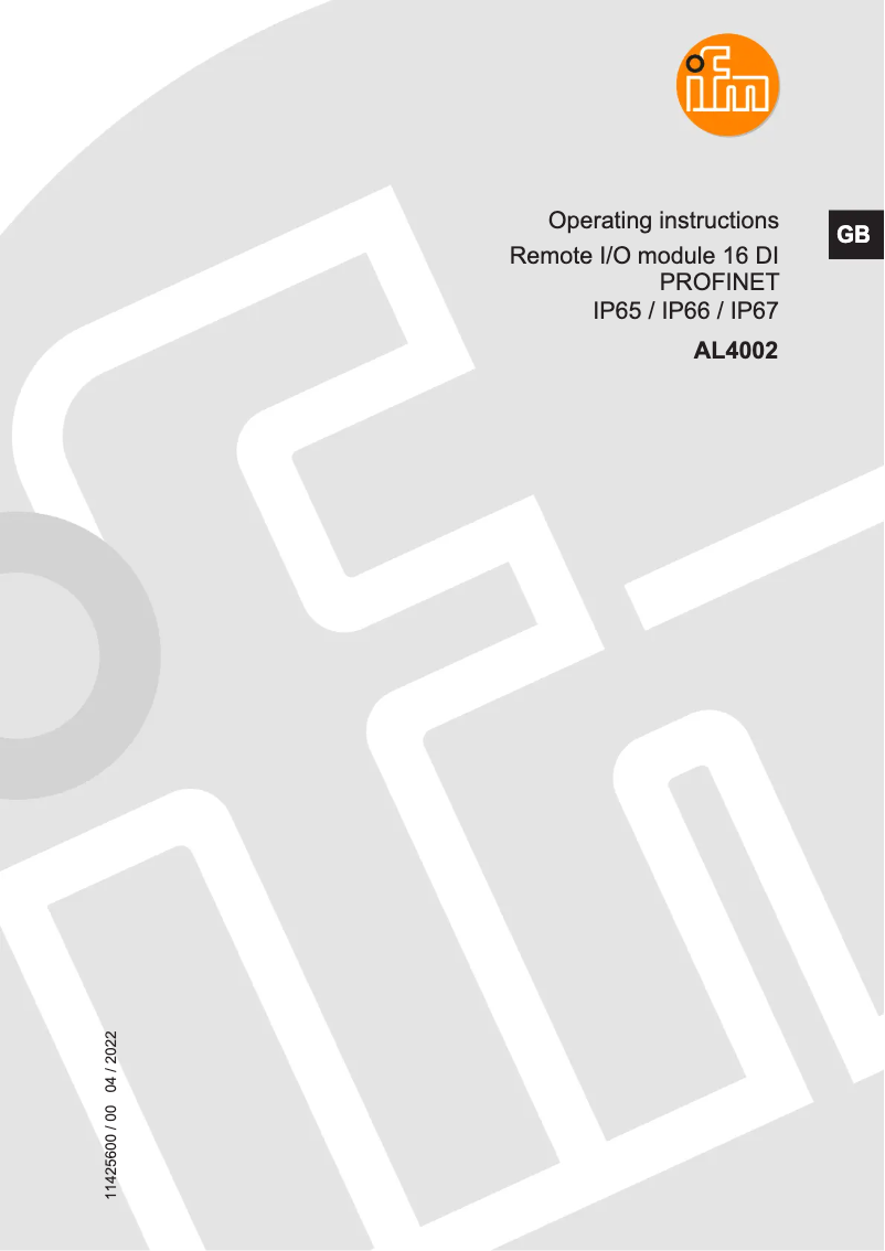 Page n°1 - Manuel utilisateur IFM AL4002