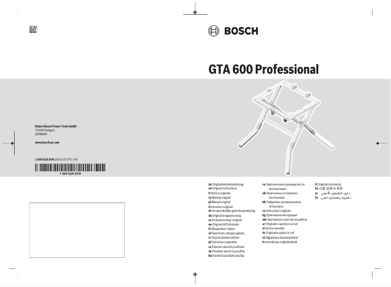 Page n°1 - Manuel utilisateur Bosch GTA 600
