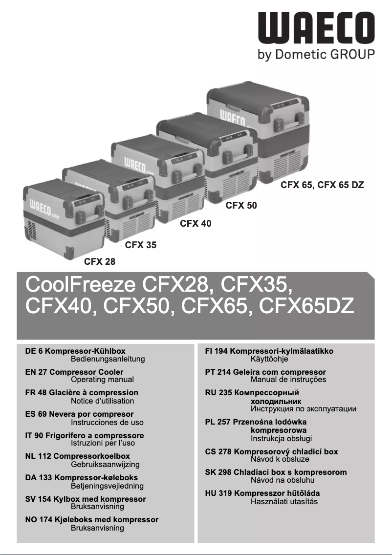 Page 1 de la notice Manuel utilisateur Waeco CoolFreeze CFX 50