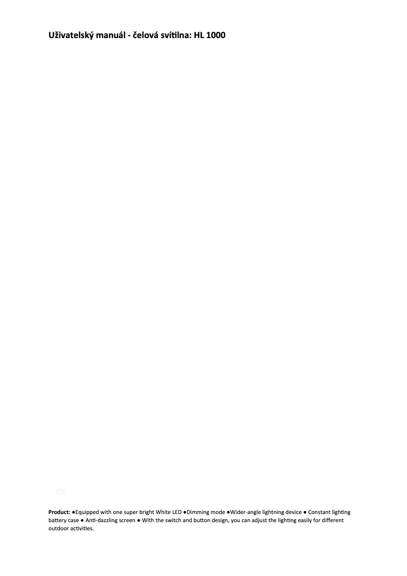 Page n°1 - Manuel utilisateur CEL-TEC HL1000