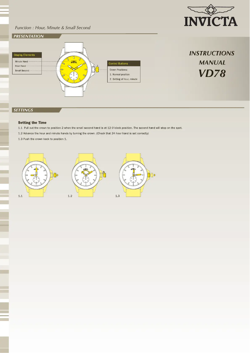 Page n°1 - Manuel utilisateur Invicta Vintage 31331