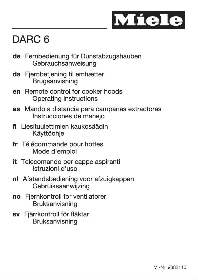 Page 1 de la notice Fiche technique Miele DARC 6
