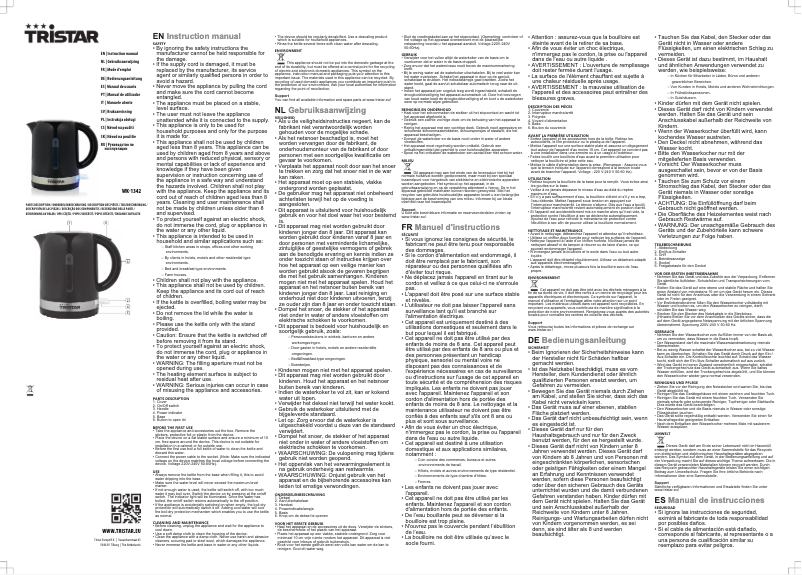 Page n°1 - Manuel utilisateur TriStar WK-1342