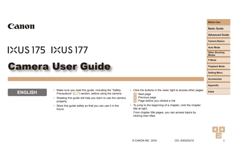 Página 1 del manual Manual de usuario Canon Ixus 175