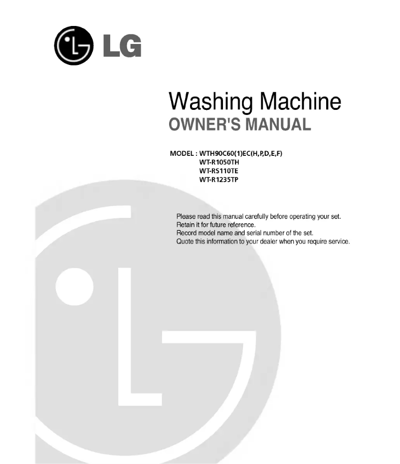 Page n°1 - Manuel utilisateur LG WTH90C61EP