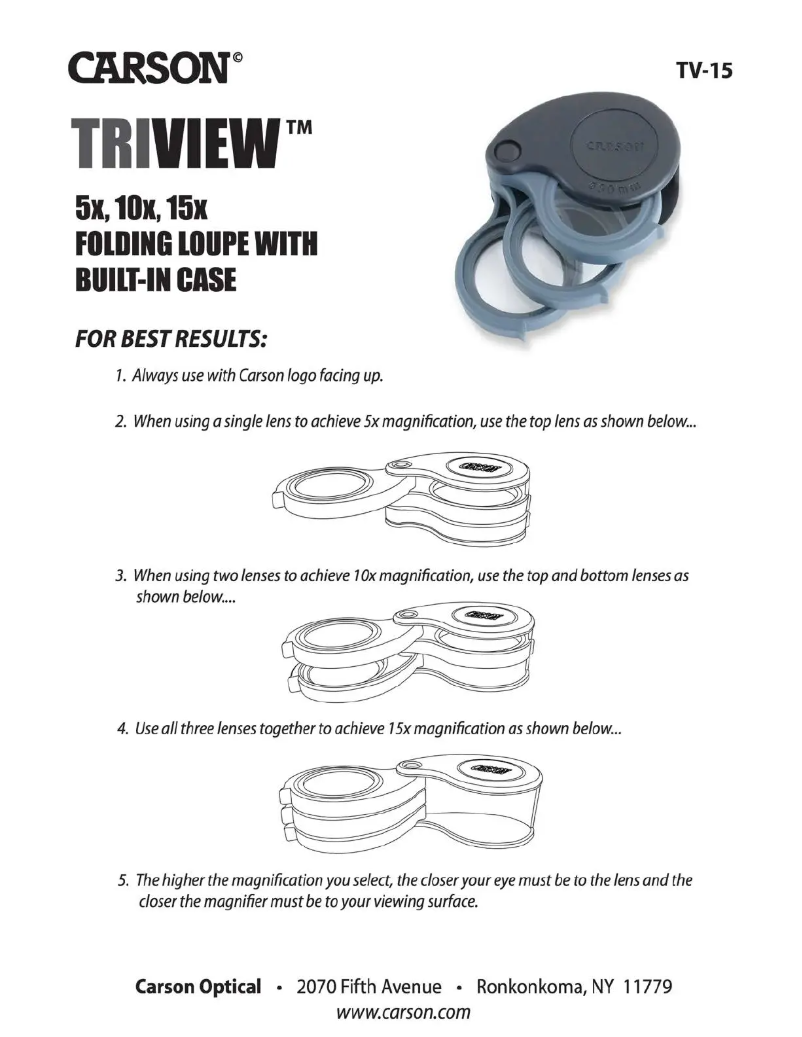 Page 1 de la notice Manuel utilisateur Carson TV-15