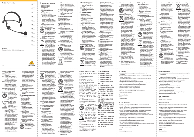 Page 1 de la notice Manuel utilisateur Behringer BC444