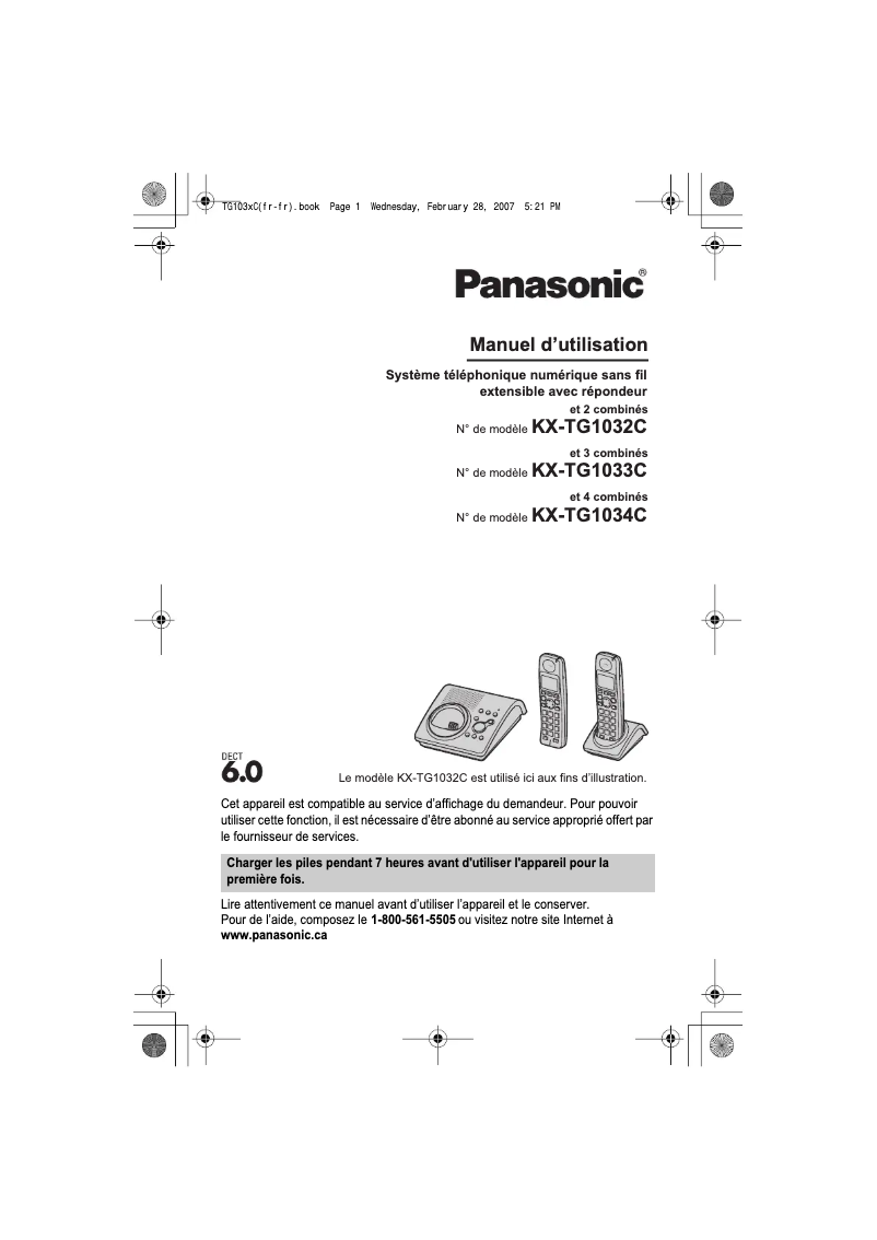 Página 1 del manual Manual de usuario Panasonic KX-TG1062