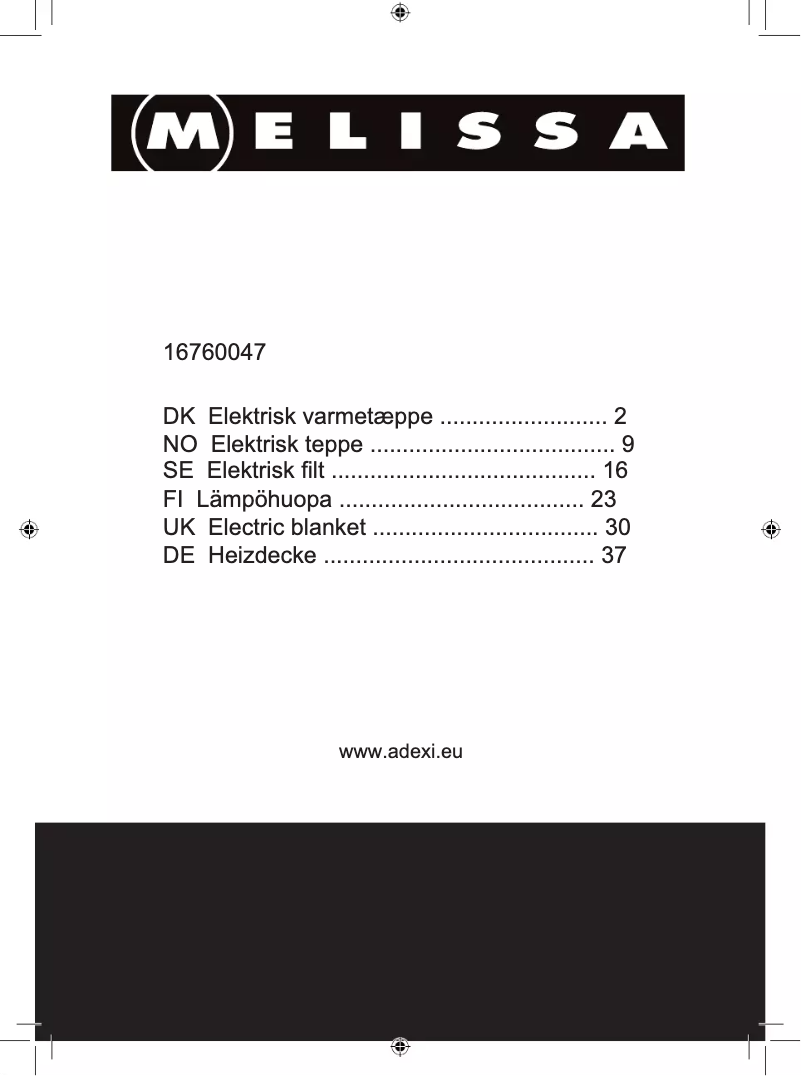 Page 1 de la notice Manuel utilisateur Melissa 16760047