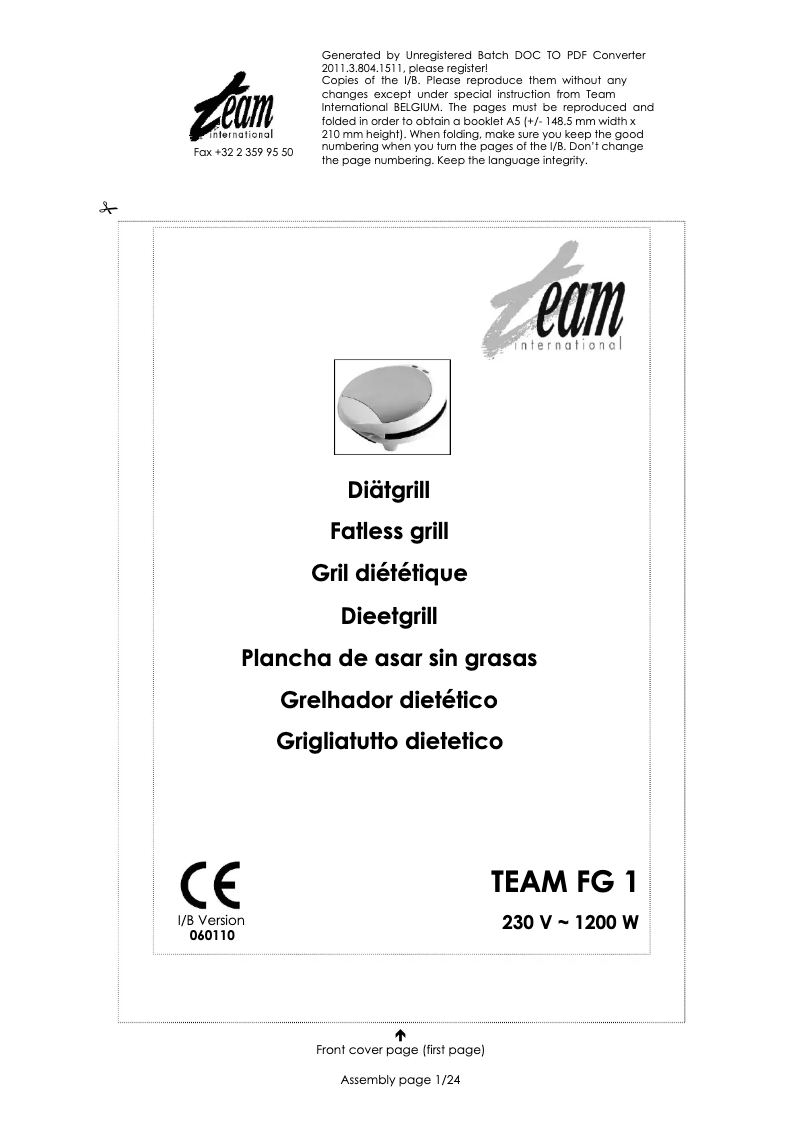 Page n°1 - Manuel utilisateur Team FG 1