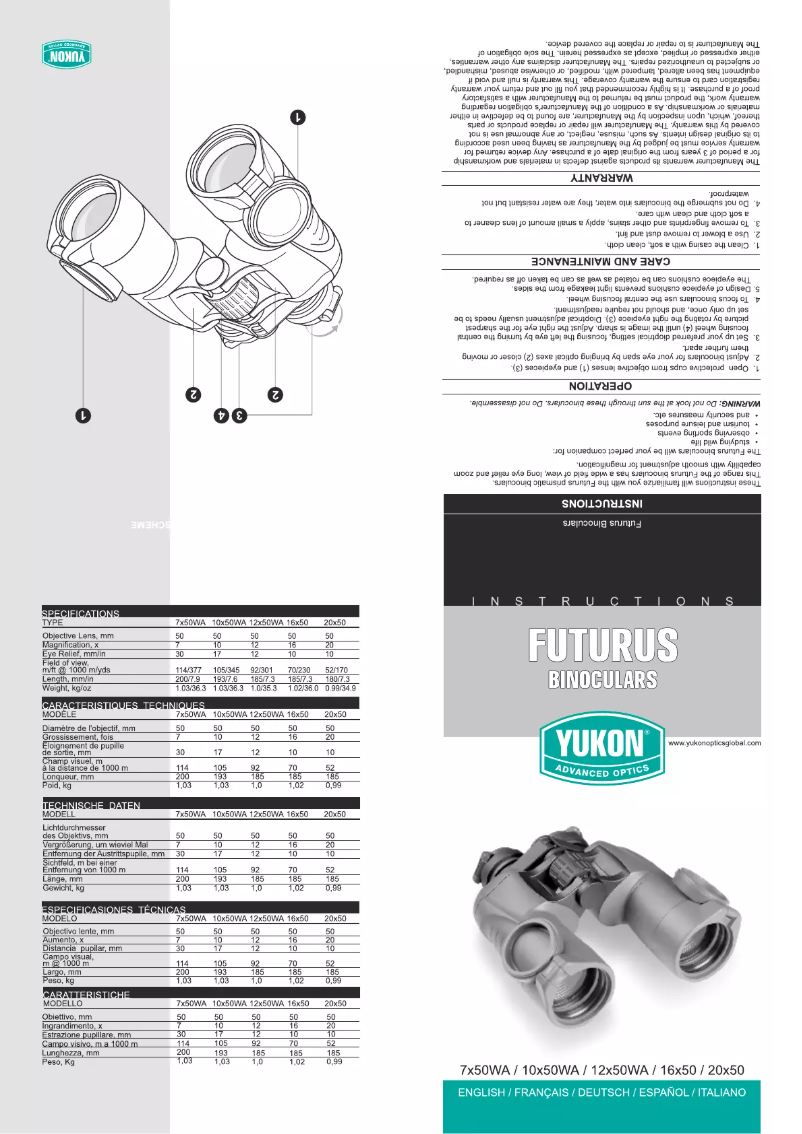 Page 1 de la notice Manuel utilisateur Yukon Futurus 7x50WA