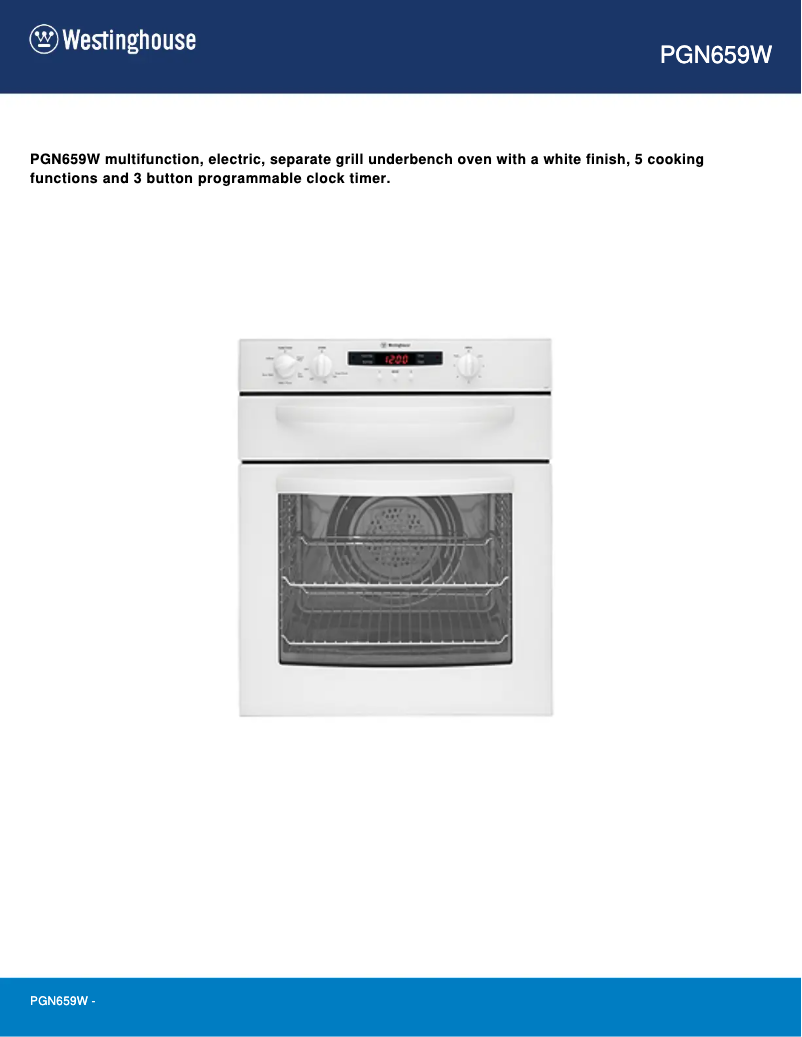 Page n°1 - Manuel utilisateur Westinghouse PGN659W