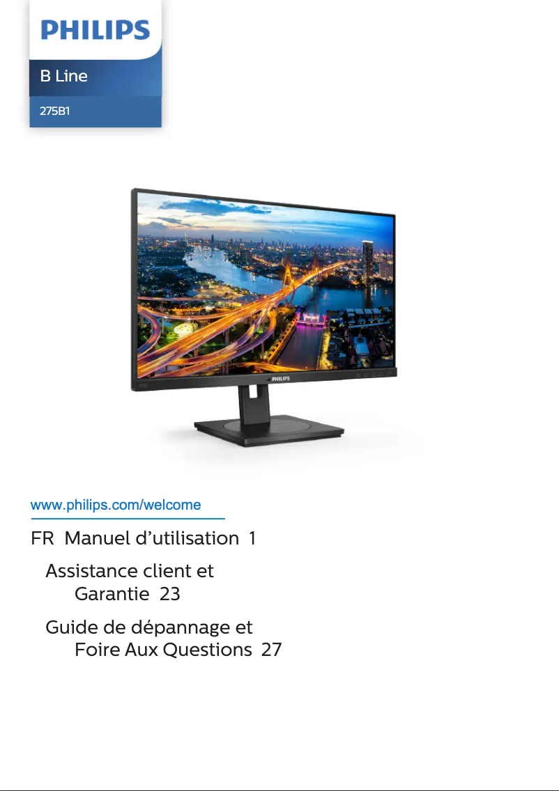 Page 1 de la notice Manuel utilisateur Philips B Line 278B1