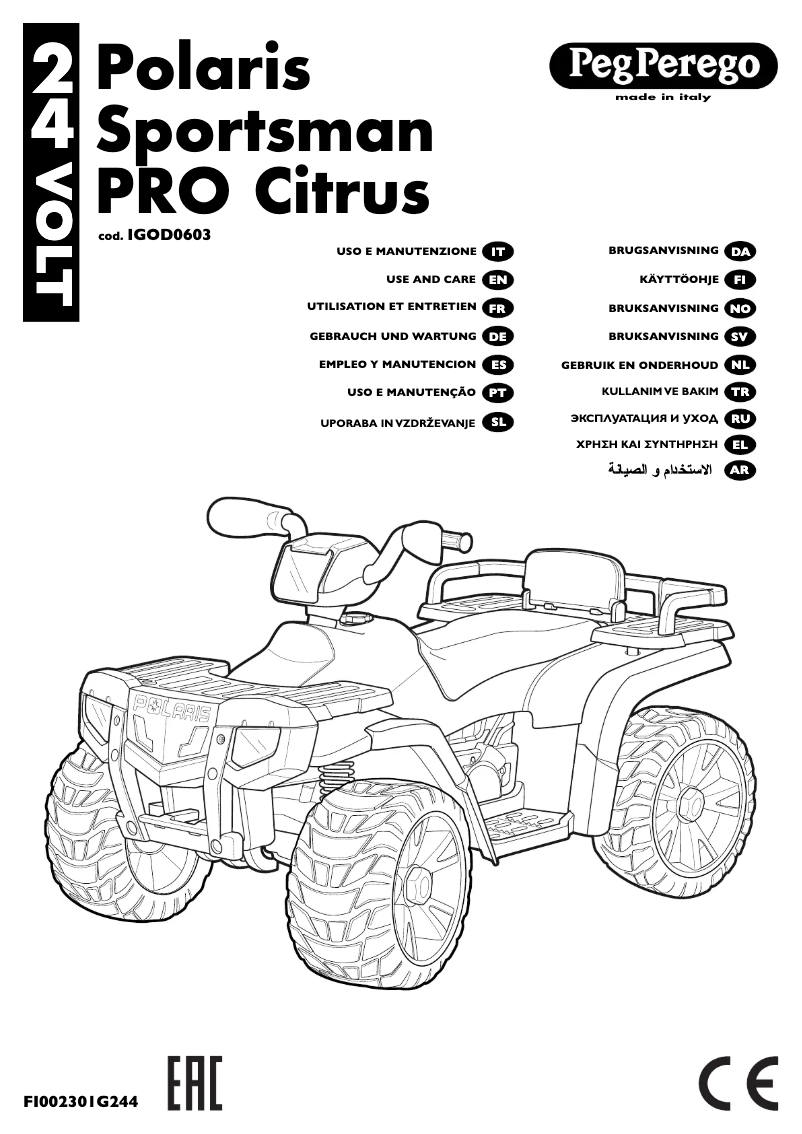 Page 1 de la notice Manuel utilisateur Peg Perego Polaris SPORTSMAN PRO Citrus