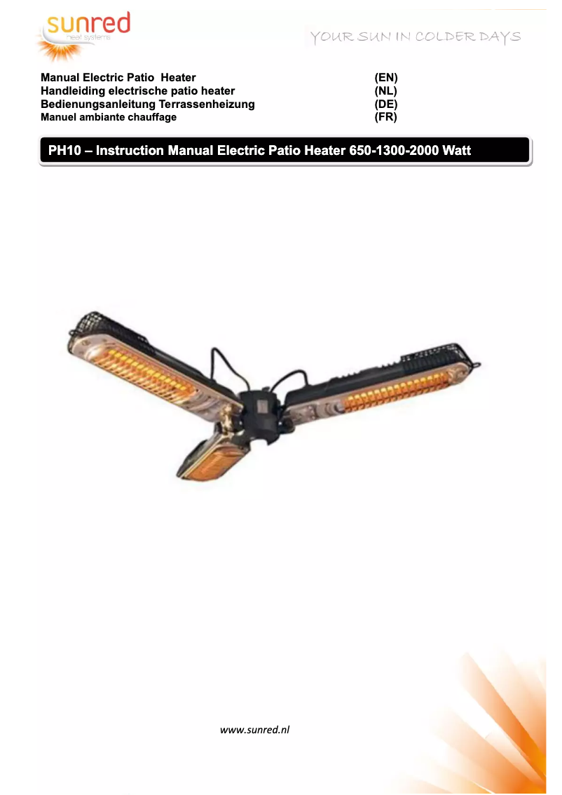 Page 1 de la notice Manuel utilisateur SunRed Parasol 2000