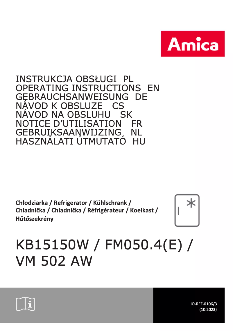 Page 1 de la notice Manuel utilisateur Amica KB 15150 W