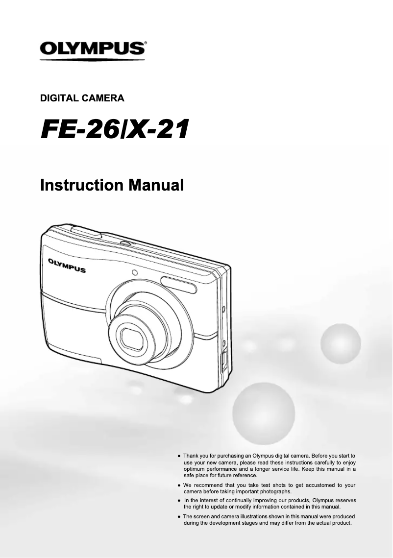 Page 1 de la notice Manuel utilisateur Olympus X-21