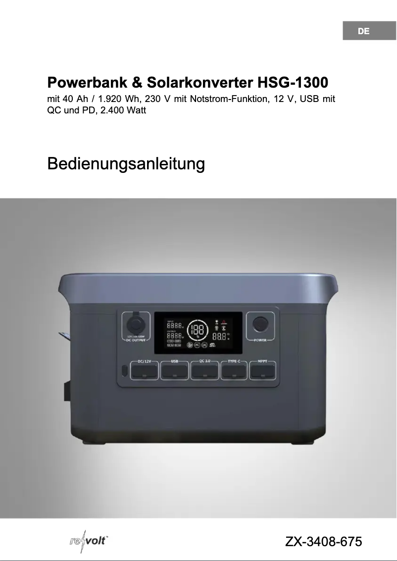 Página 1 del manual Manual de usuario Revolt HSG-1300