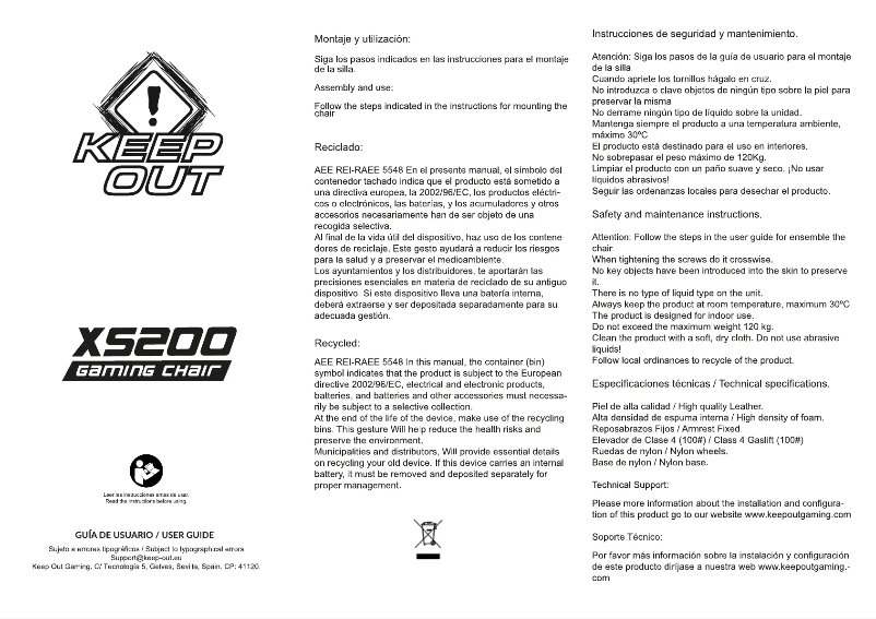 Page 1 de la notice Manuel utilisateur KeepOut XS200
