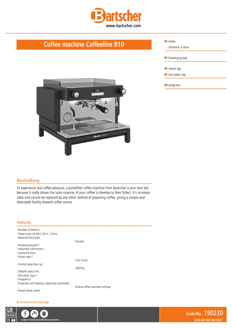 Image de la première page du manuel de l'appareil B10