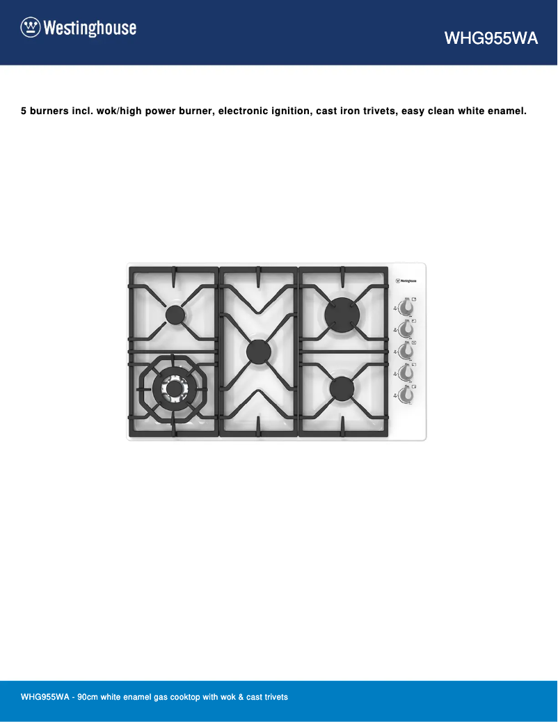 Page n°1 - Fiche technique Westinghouse WHG955WA