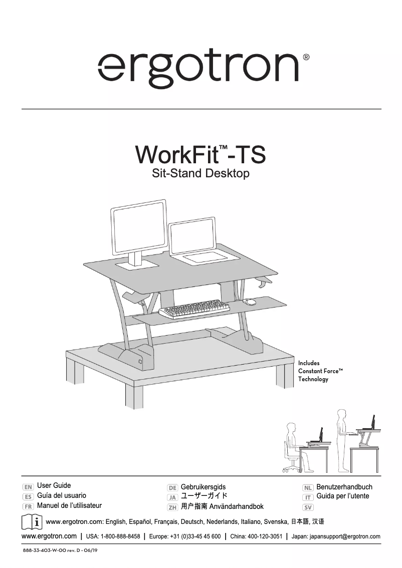 Página 1 del manual Manual de usuario Ergotron WorkFit-TS