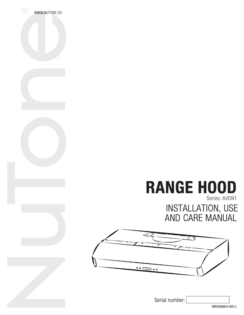 Page 1 de la notice Guide d'installation NuTone AVDN130WH