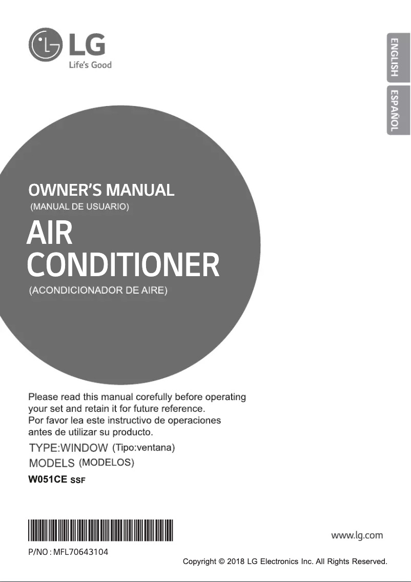 Page 1 of the manual User Manual LG W051CE