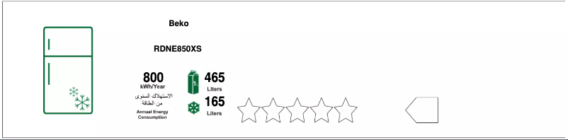 Page n°1 - Label énergétique Beko RDNE850XS