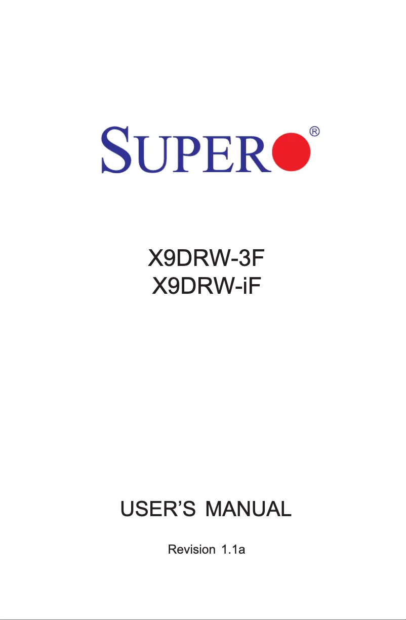 Page n°1 - Manuel utilisateur Supermicro X9DRW-IF