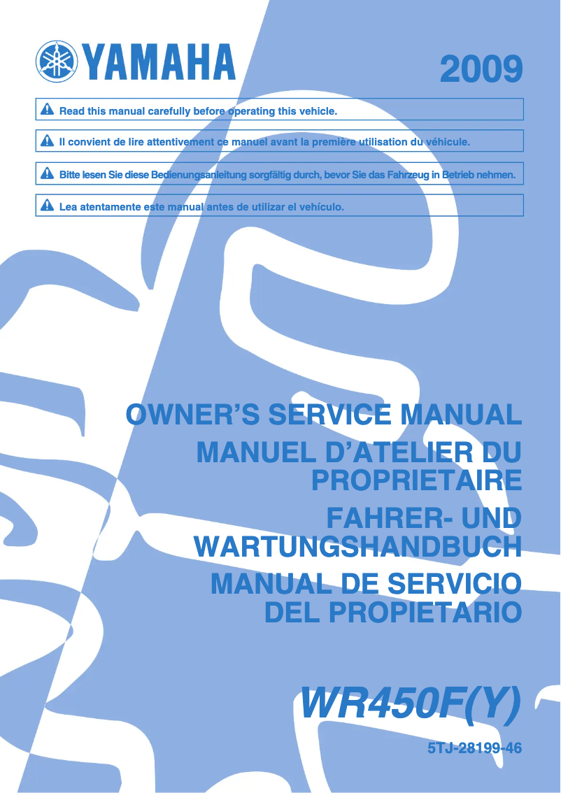 Page 1 of the manual User Manual Yamaha WR450F (2009)