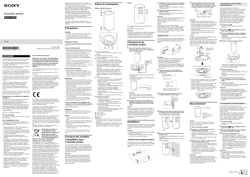 Page 1 de la notice Manuel utilisateur Sony SA-RS5