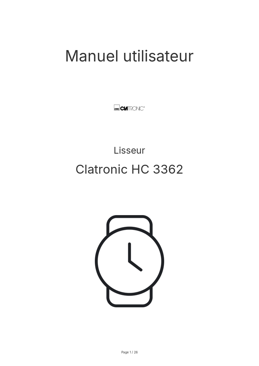 Image de la première page du manuel de l'appareil HC 3362