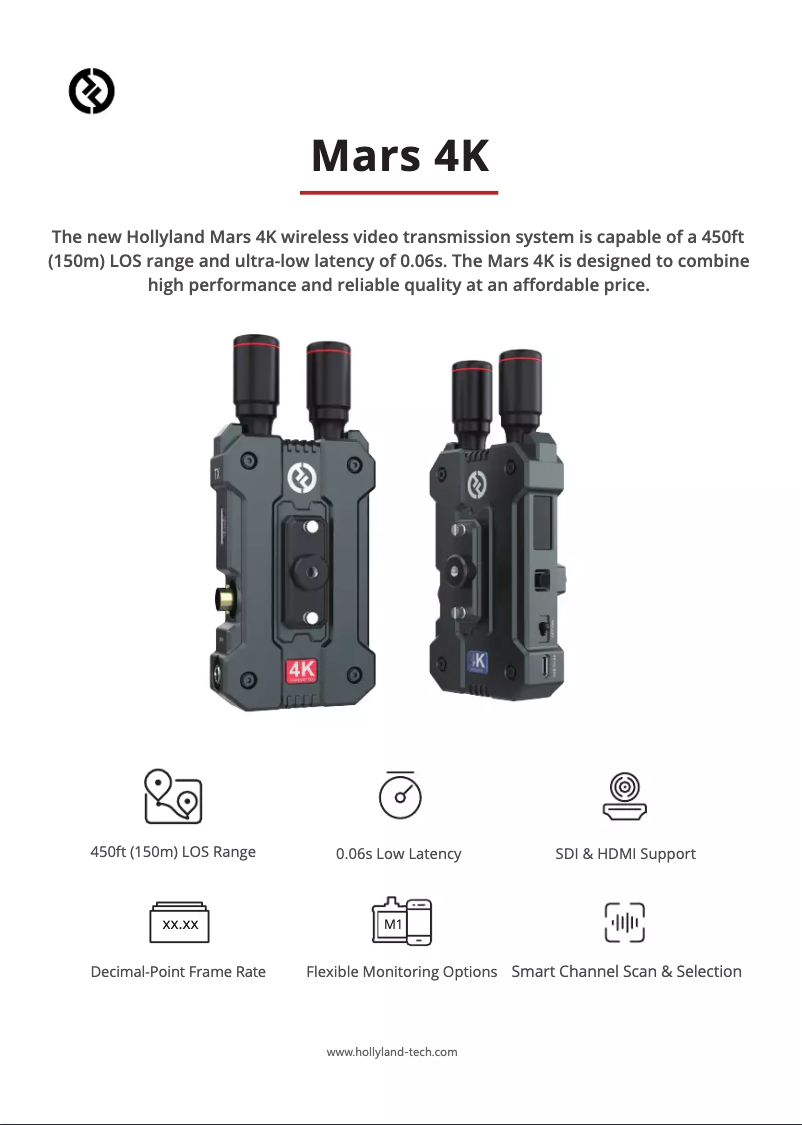 Page 1 de la notice Brochure Hollyland Mars 4K