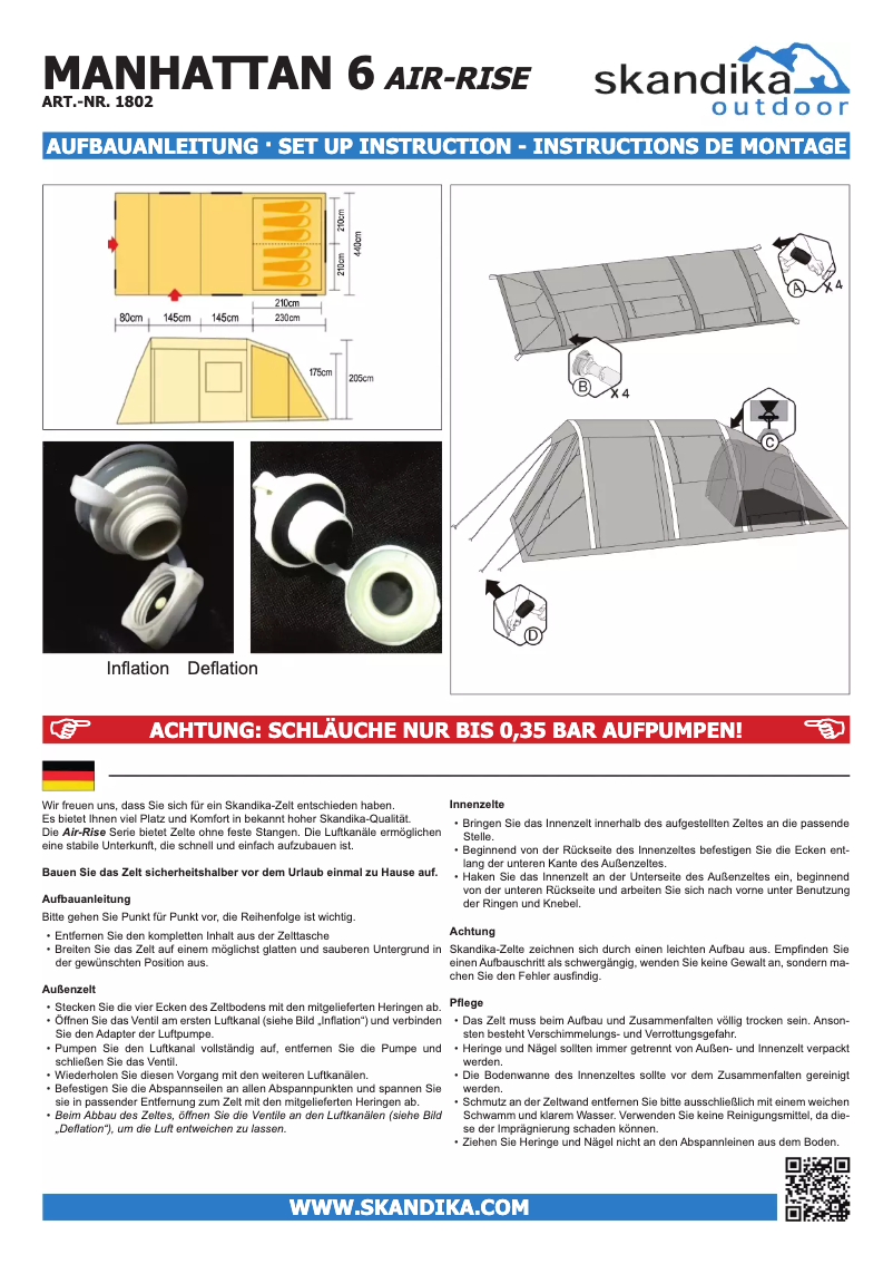 Page n°1 - Manuel utilisateur Skandika Manhattan 6
